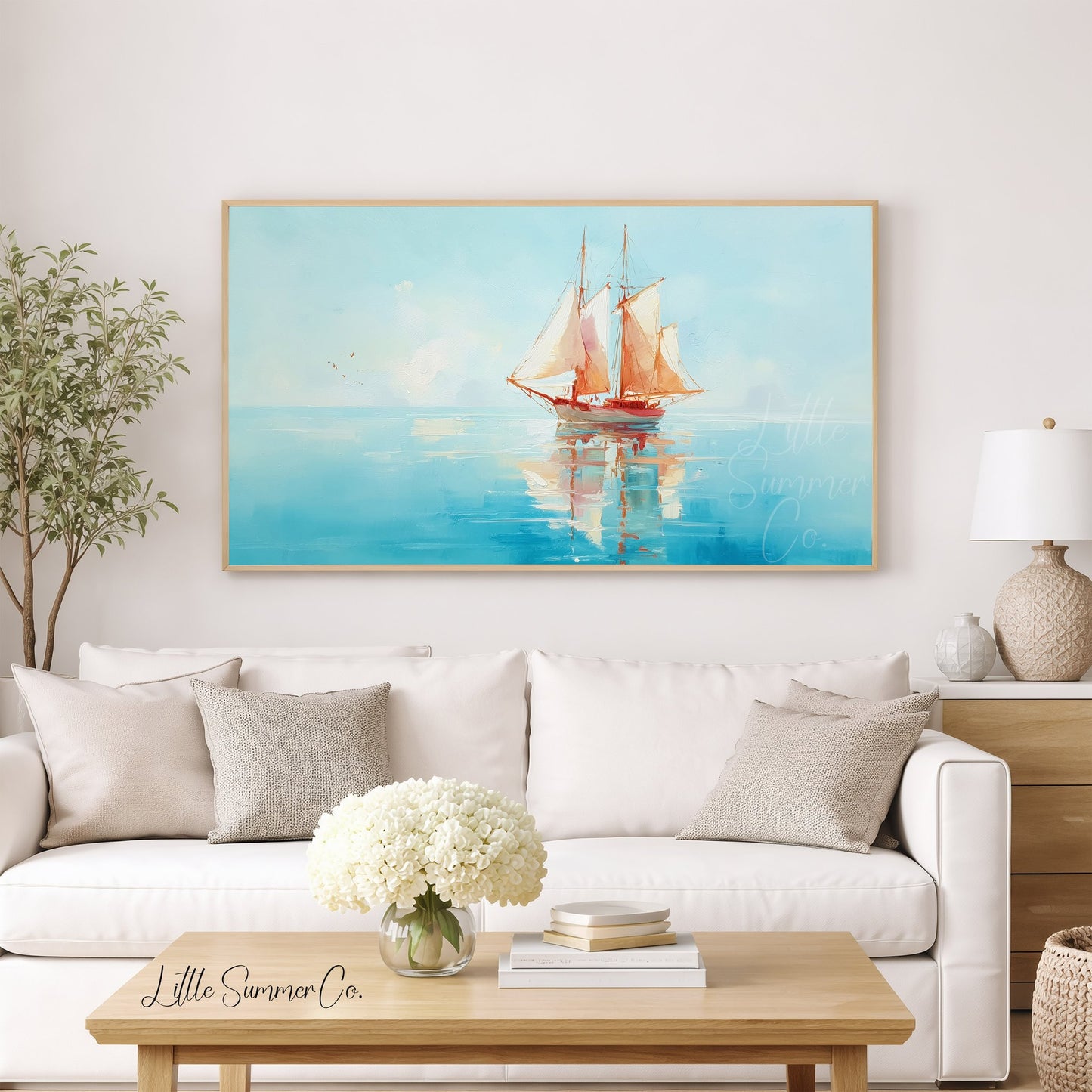 Sailing Ship Frame TV Art displayed on a TV