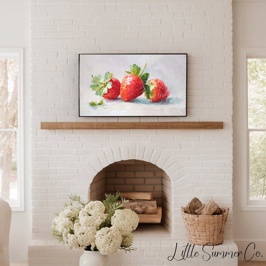 Three Strawberries Frame TV Art displayed on a TV