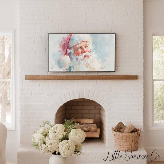 Pastel Santa Claus Looking Skyward Frame TV Art displayed on a TV