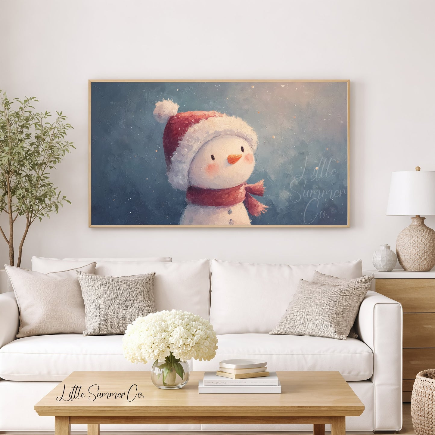 Cute Snowman Frame TV Art displayed on a TV