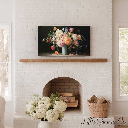 Mixed Flower Bouquet Blue Vase Frame TV Art displayed on a TV
