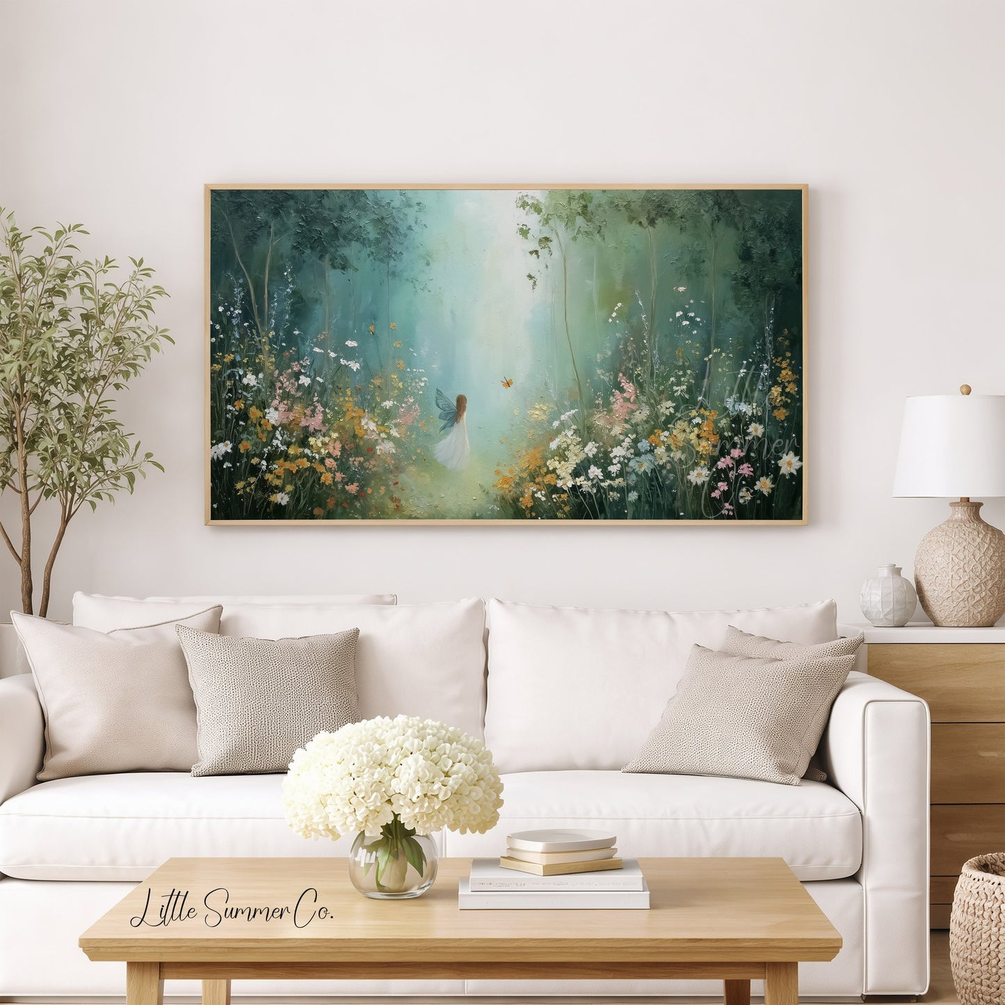 Fairy in Wildflower Meadow Frame TV Art displayed on a TV