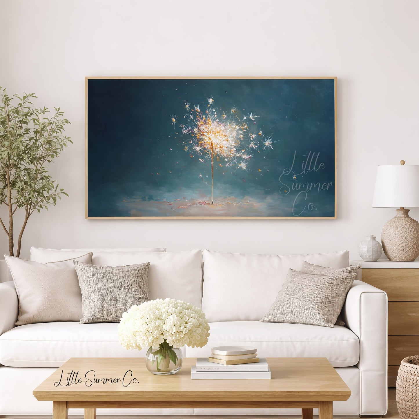Glowing Sparkler Frame TV Art displayed on a TV