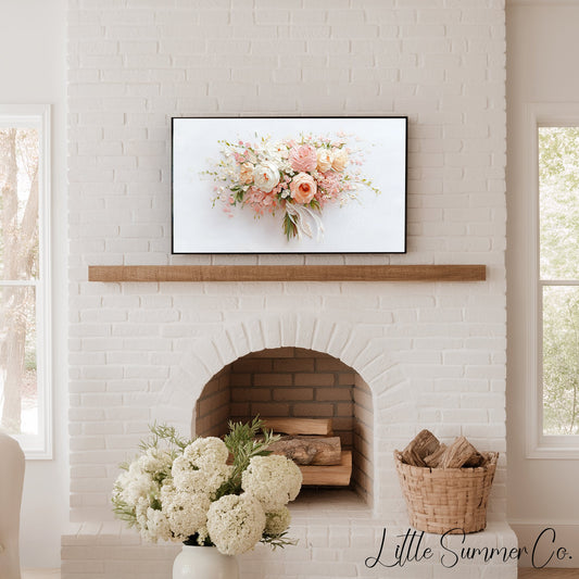 Blush Bouquet Frame TV Art displayed on a TV