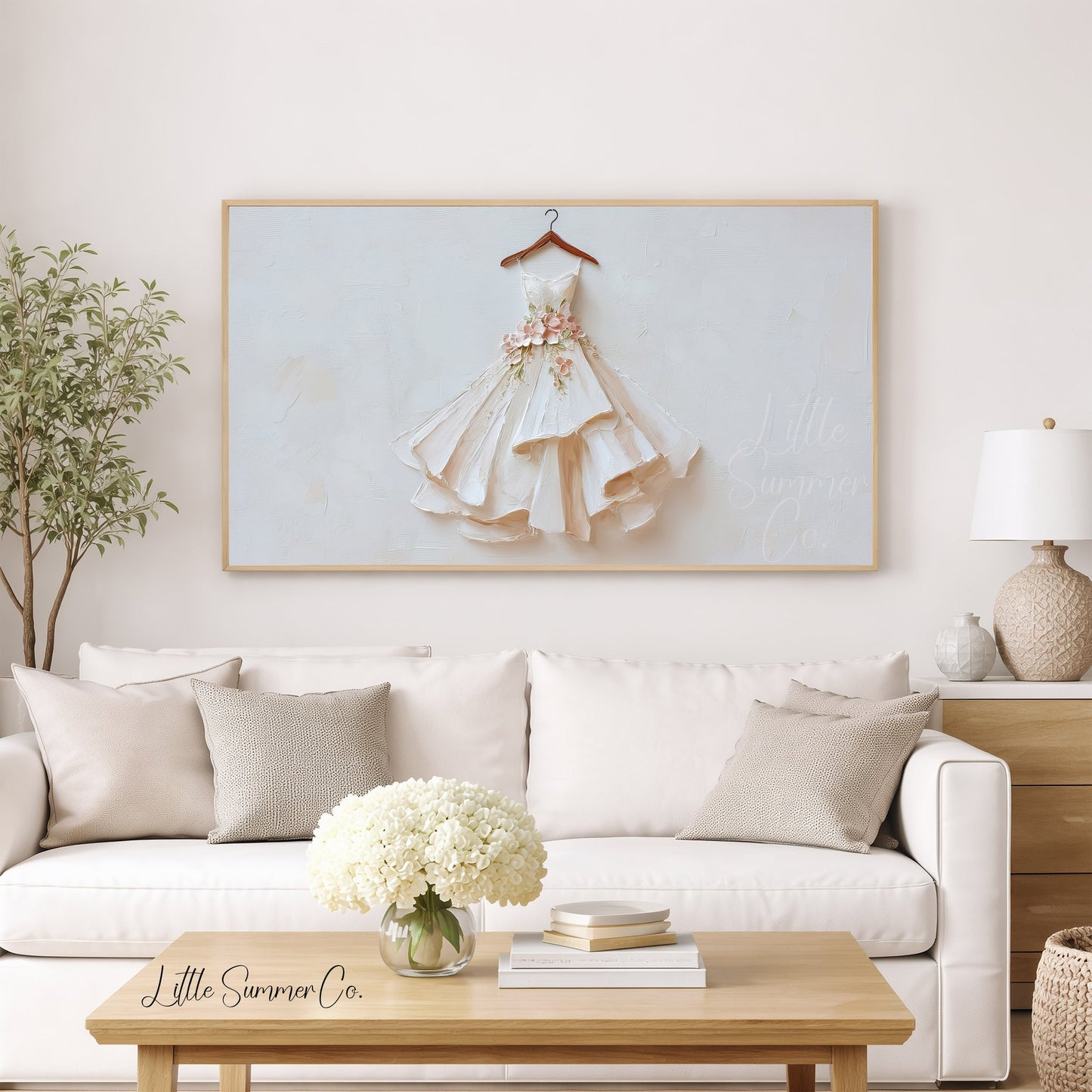 Floral Wedding Dress Frame TV Art displayed on a TV
