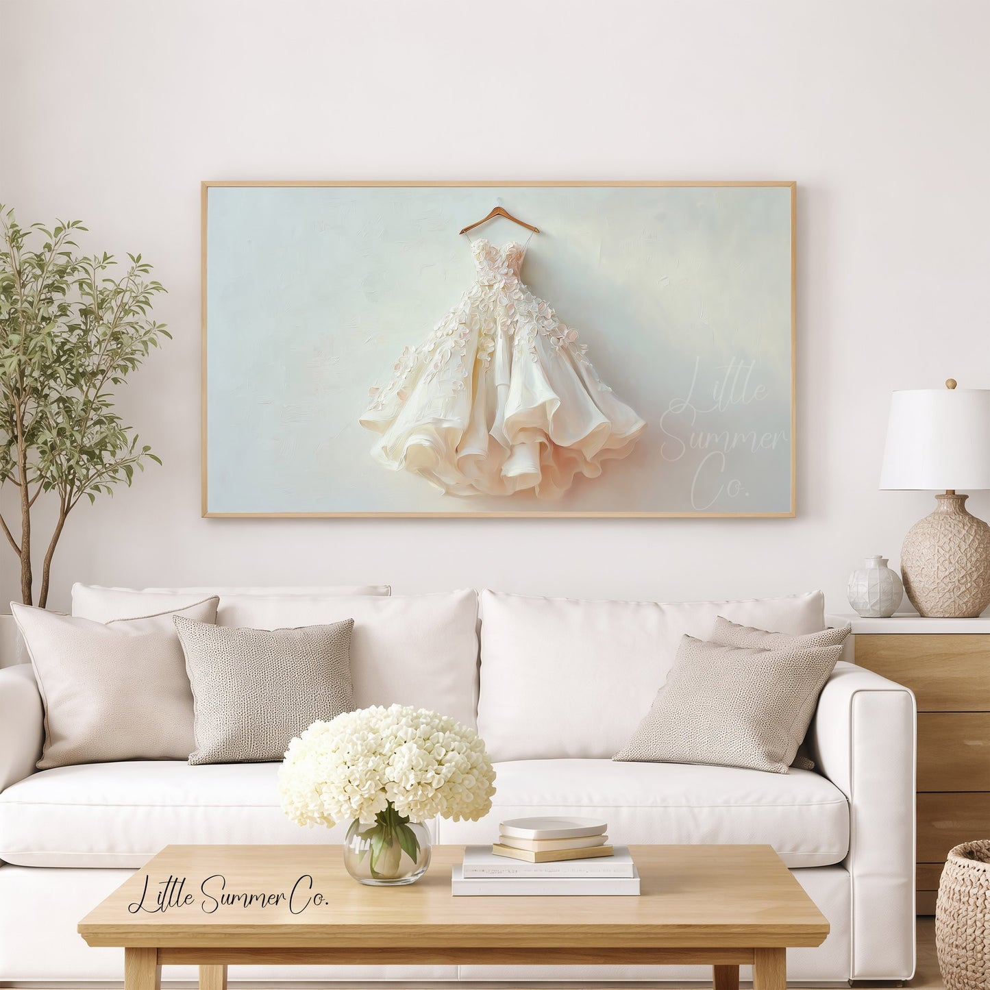 Lace Wedding Dress Frame TV Art displayed on a TV