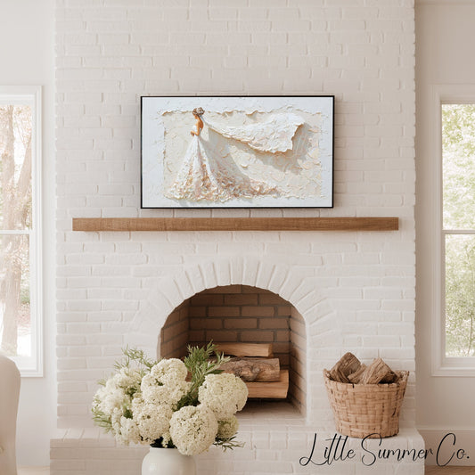 Bride with Flowing Veil Frame TV Art displayed on a TV