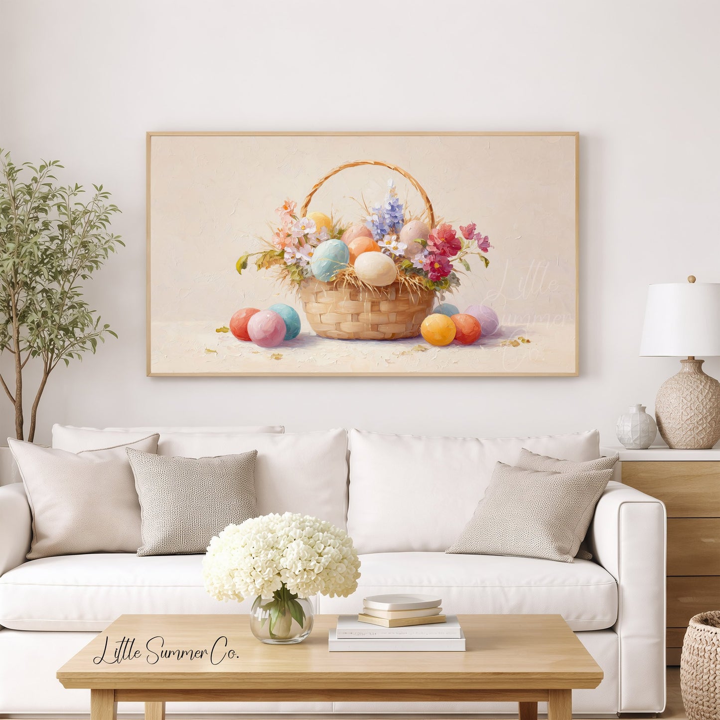 Easter Basket Pastel Frame TV Art displayed on a TV