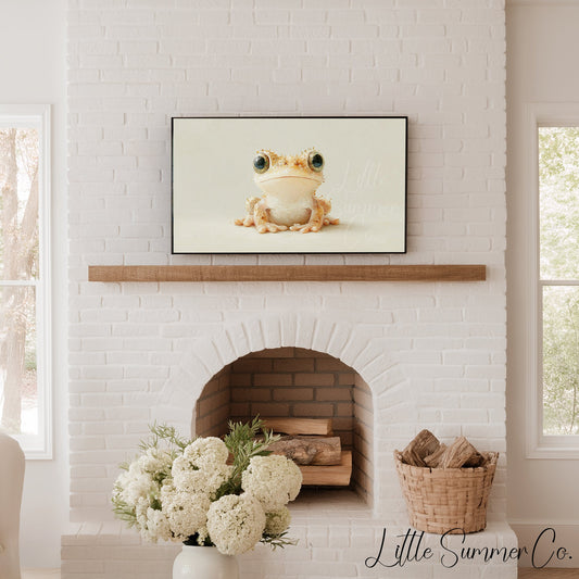 Cute Cream Tree Frog Frame TV Art displayed on a TV