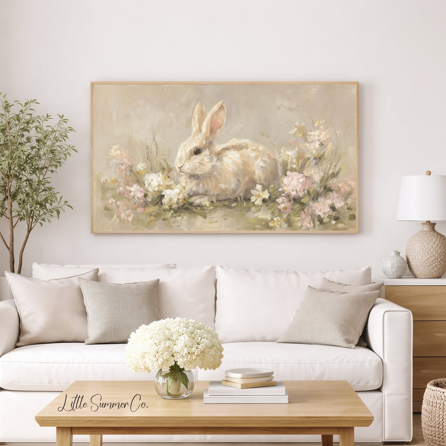 Garden Bunny Frame TV Art displayed on a TV