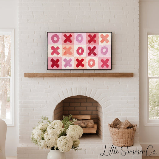 XOXO Valentine's Pattern Frame TV Art displayed on a TV