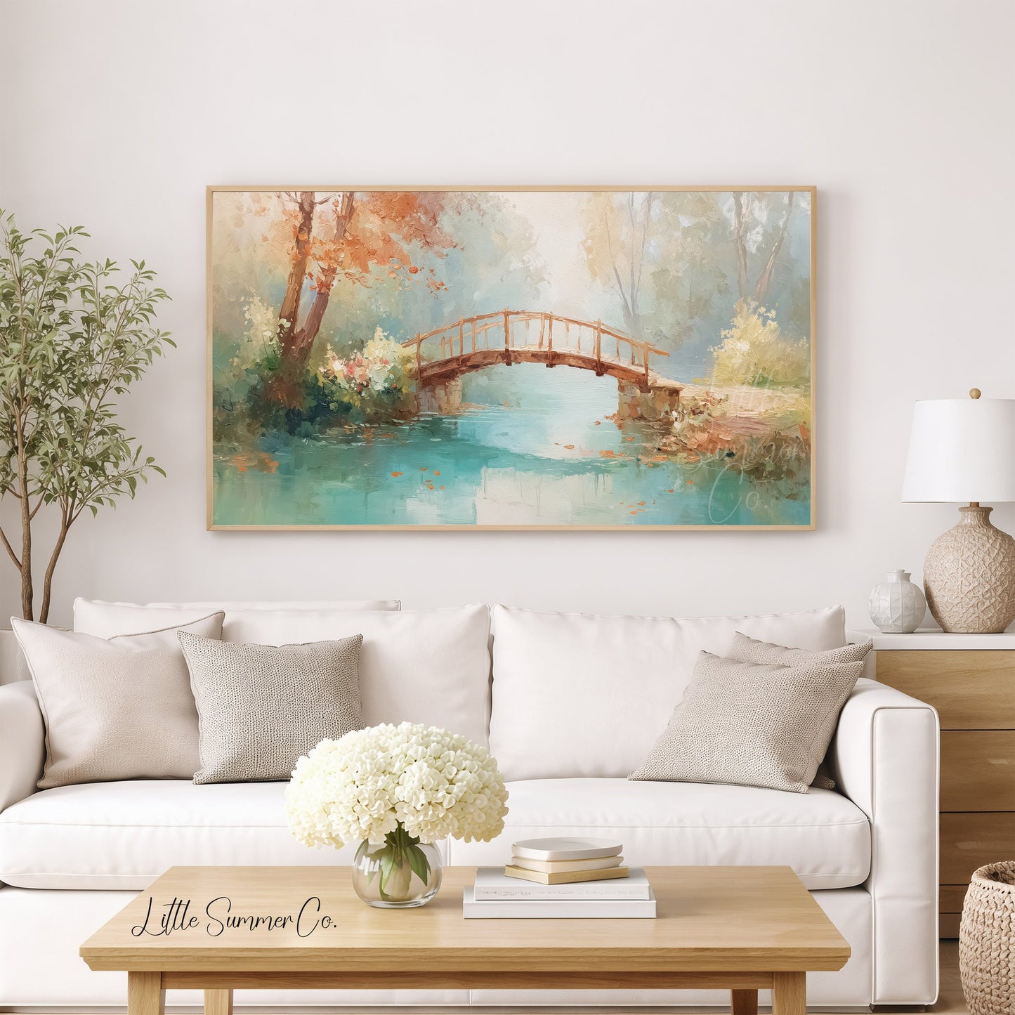 Garden Bridge Frame TV Art displayed on a TV
