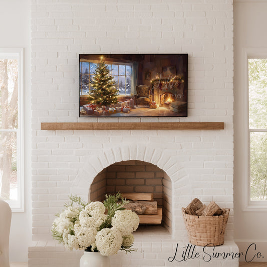 Christmas Tree and Fireplace Frame TV Art displayed on a TV