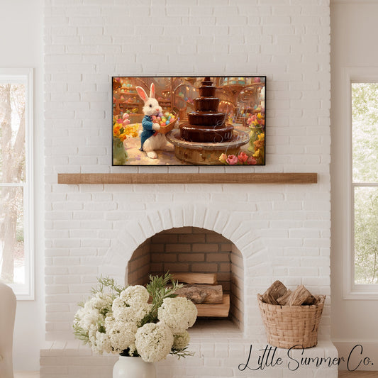 Easter Bunny Egg Shop Frame TV Art displayed on a TV