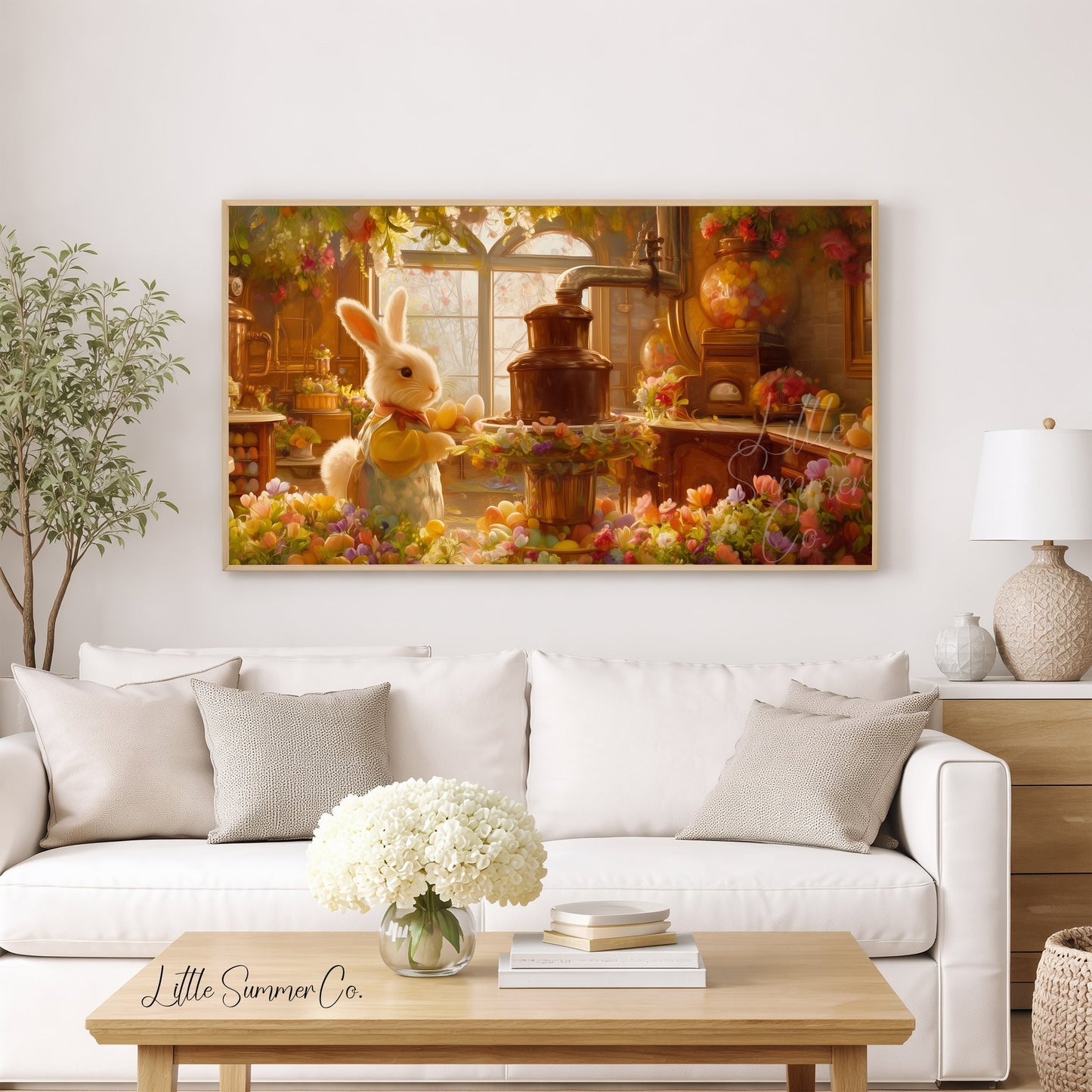 Easter Bunny Chocolate Kitchen Frame TV Art displayed on a TV