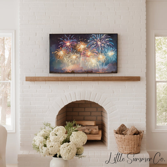 Colourful Fireworks Display Frame TV Art displayed on a TV