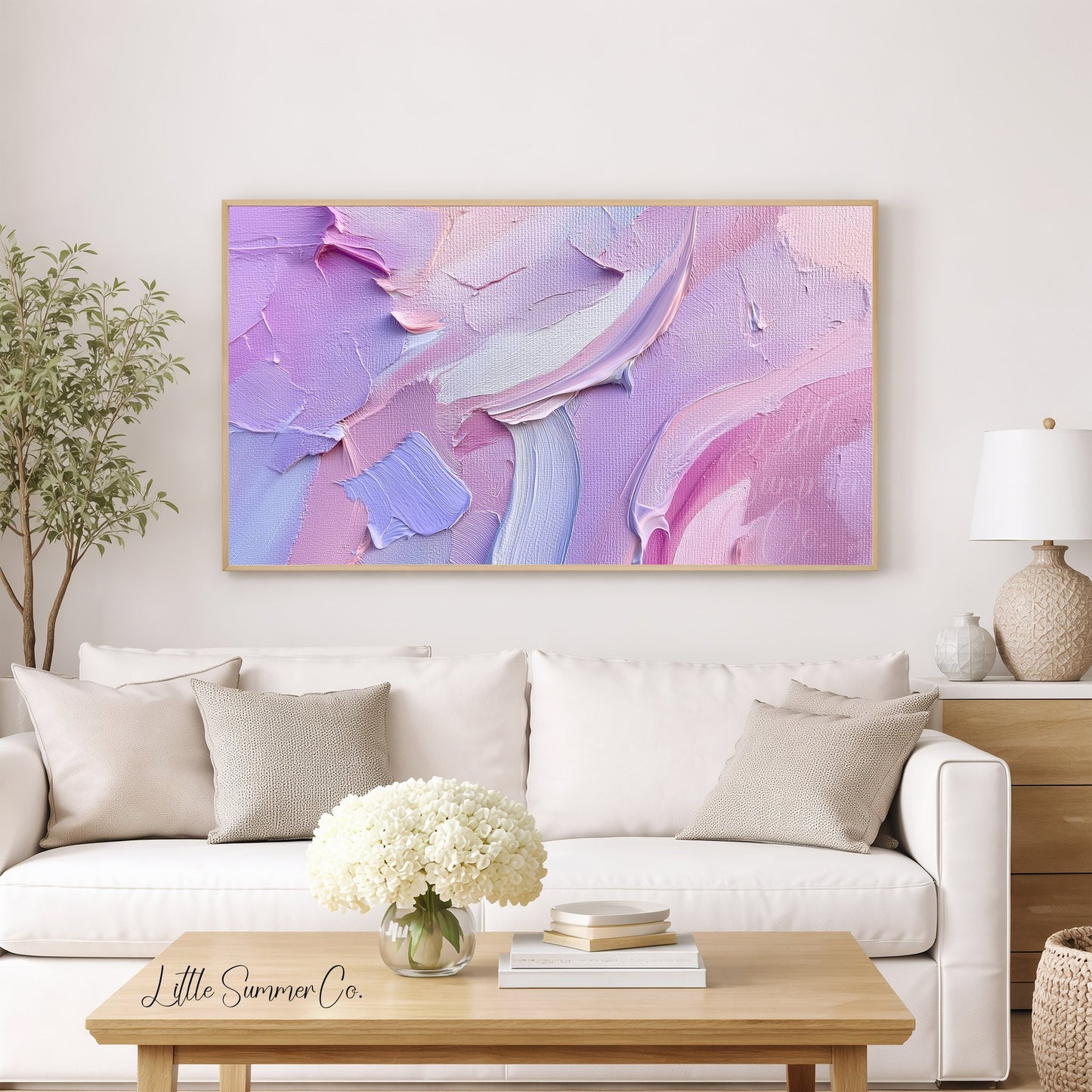 Lavender Pink Frame TV Art displayed on a TV