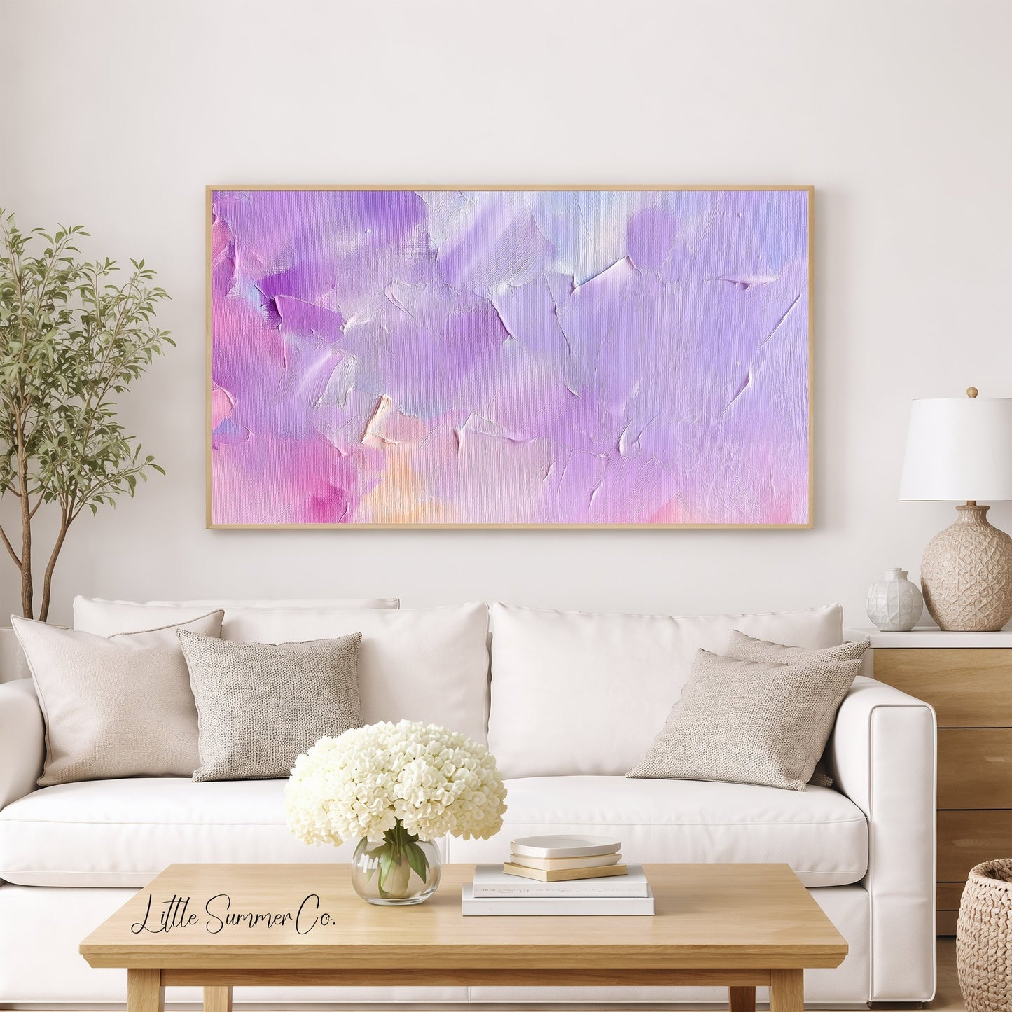 Purple Blush Frame TV Art displayed on a TV
