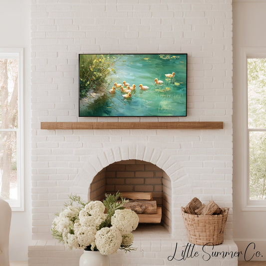 Ducklings Frame TV Art displayed on a TV