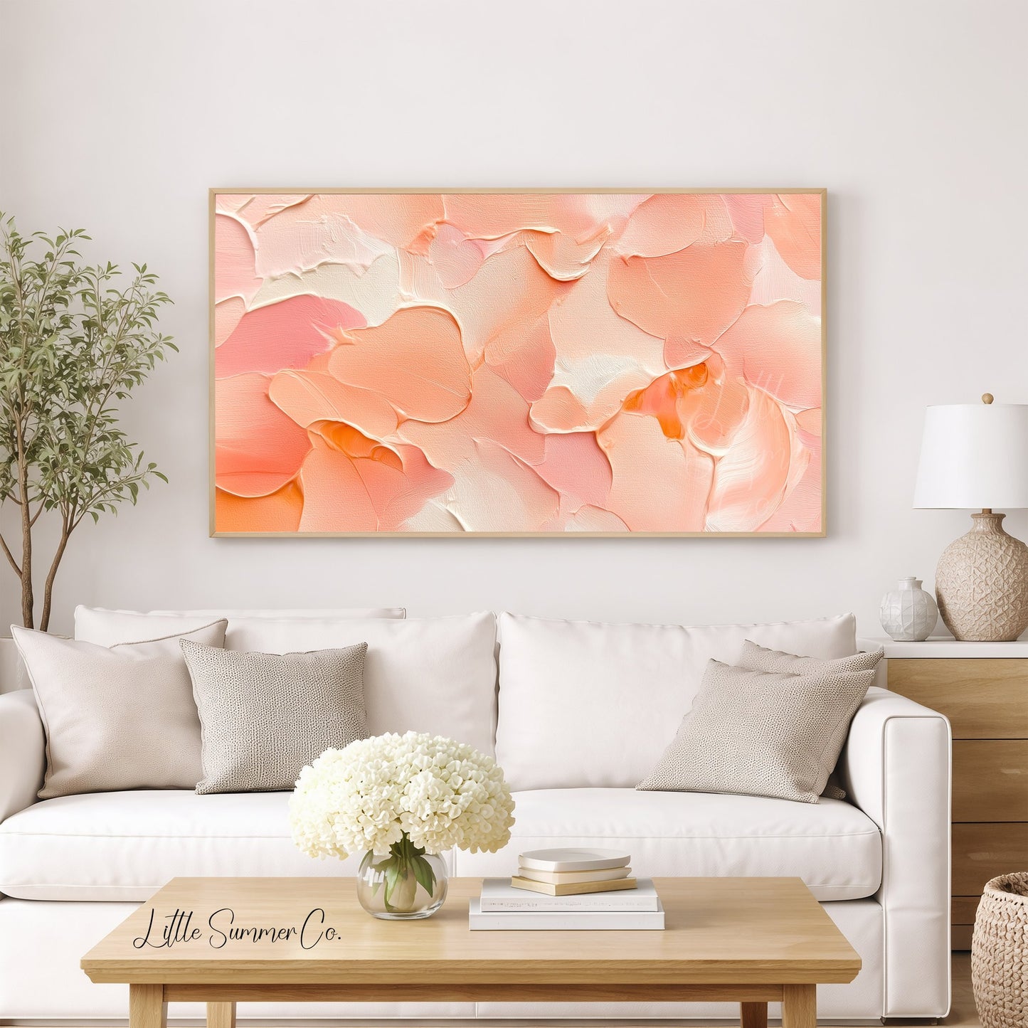 Peach Blush Frame TV Art displayed on a TV