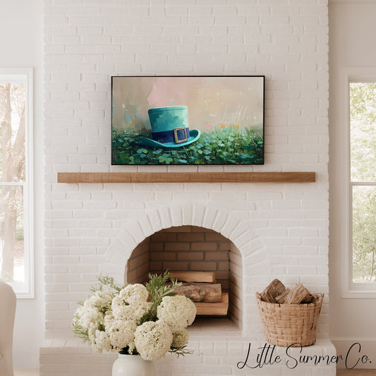 Leprechaun Hat in Clovers Frame TV Art displayed on a TV