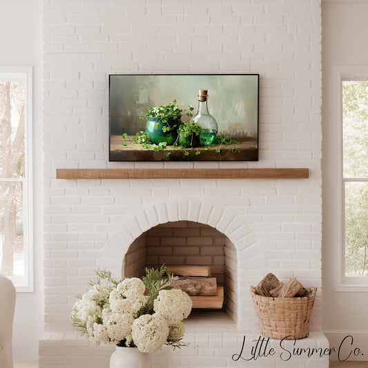 Shamrocks in Green Pot Frame TV Art displayed on a TV