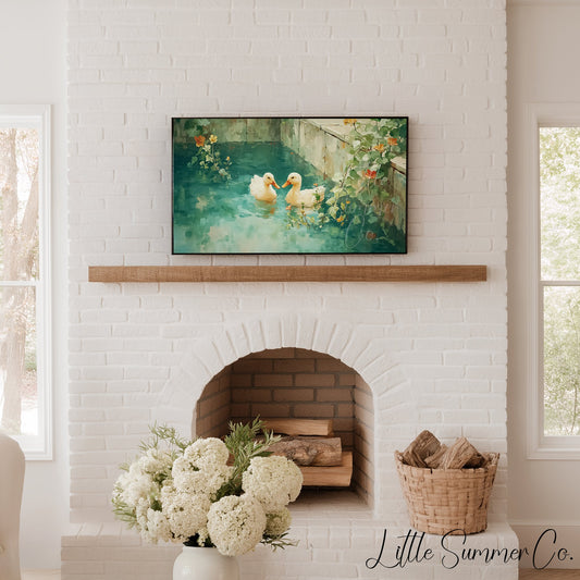 Duckling Pond Frame TV Art displayed on a TV