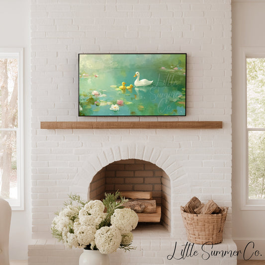 Duck Family Frame TV Art displayed on a TV