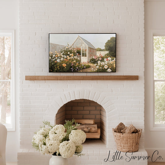 Rose Garden Greenhouse Frame TV Art displayed on a TV
