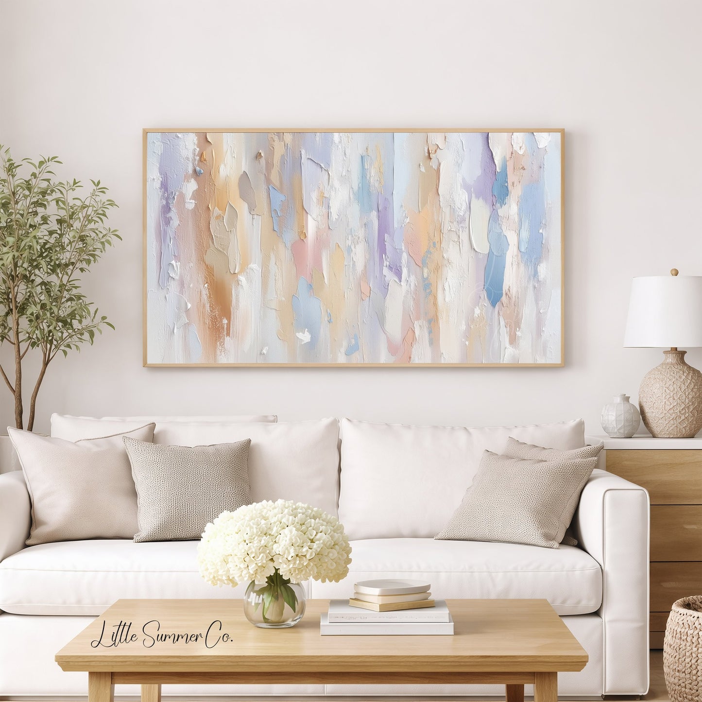 Pastel Vertical Brushstroke Frame TV Art displayed on a TV