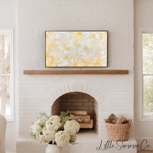 Warm Peach Cream Brushstroke Frame TV Art displayed on a TV