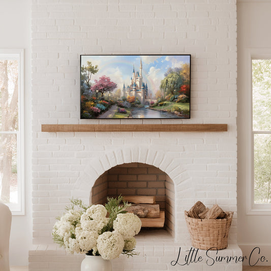 Fairytale Castle by River Frame TV Art displayed on a TV
