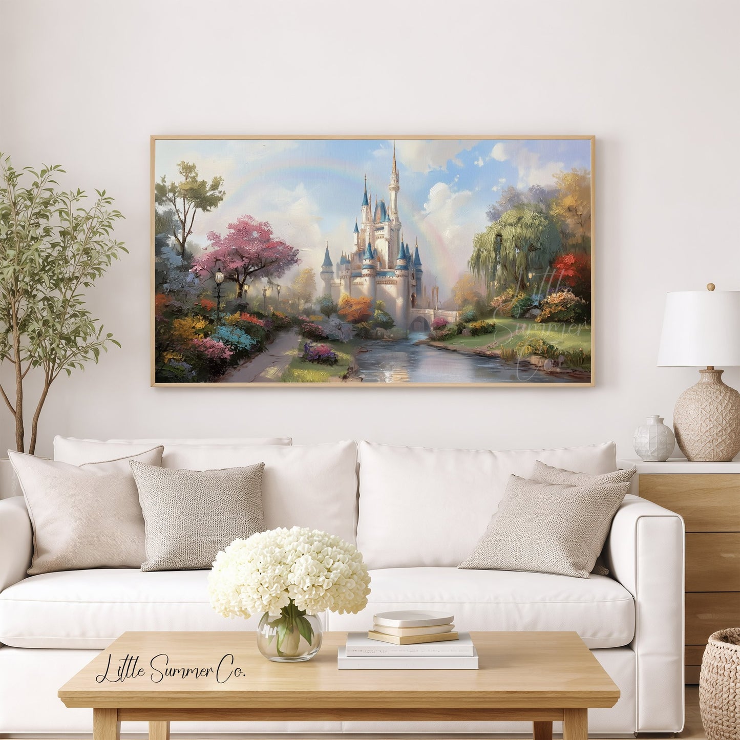 Fairytale Castle by River Frame TV Art displayed on a TV