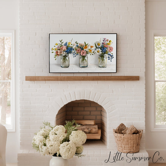 Three Wildflower Jars Frame TV Art displayed on a TV