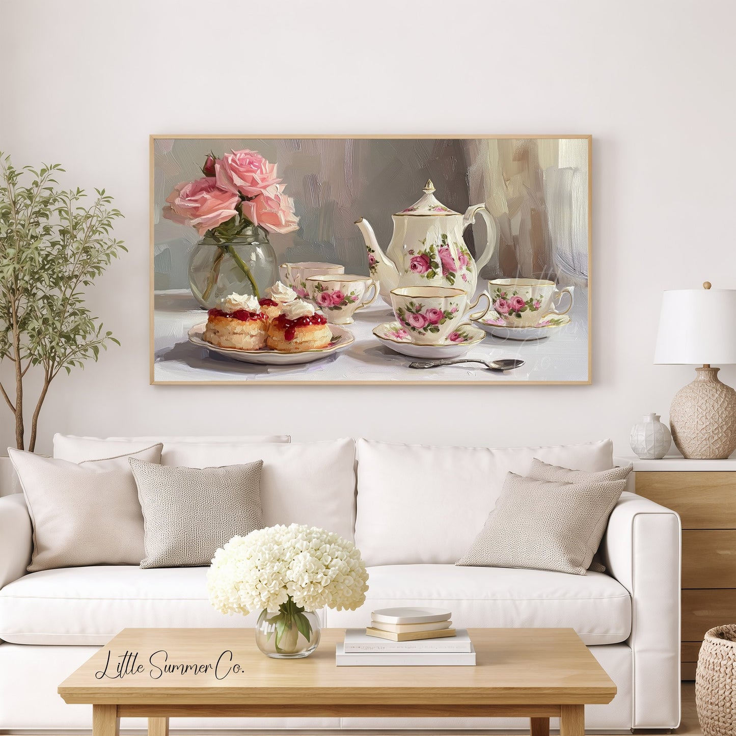 Tea and Scones Frame TV Art displayed on a TV
