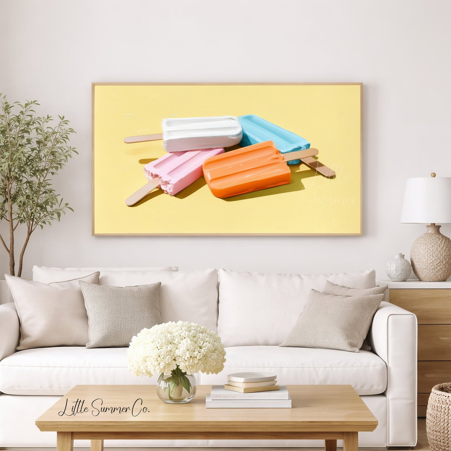 Colourful Popsicles Frame TV Art displayed on a TV