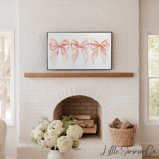 Pink Ribbon Bows Frame TV Art displayed on a TV
