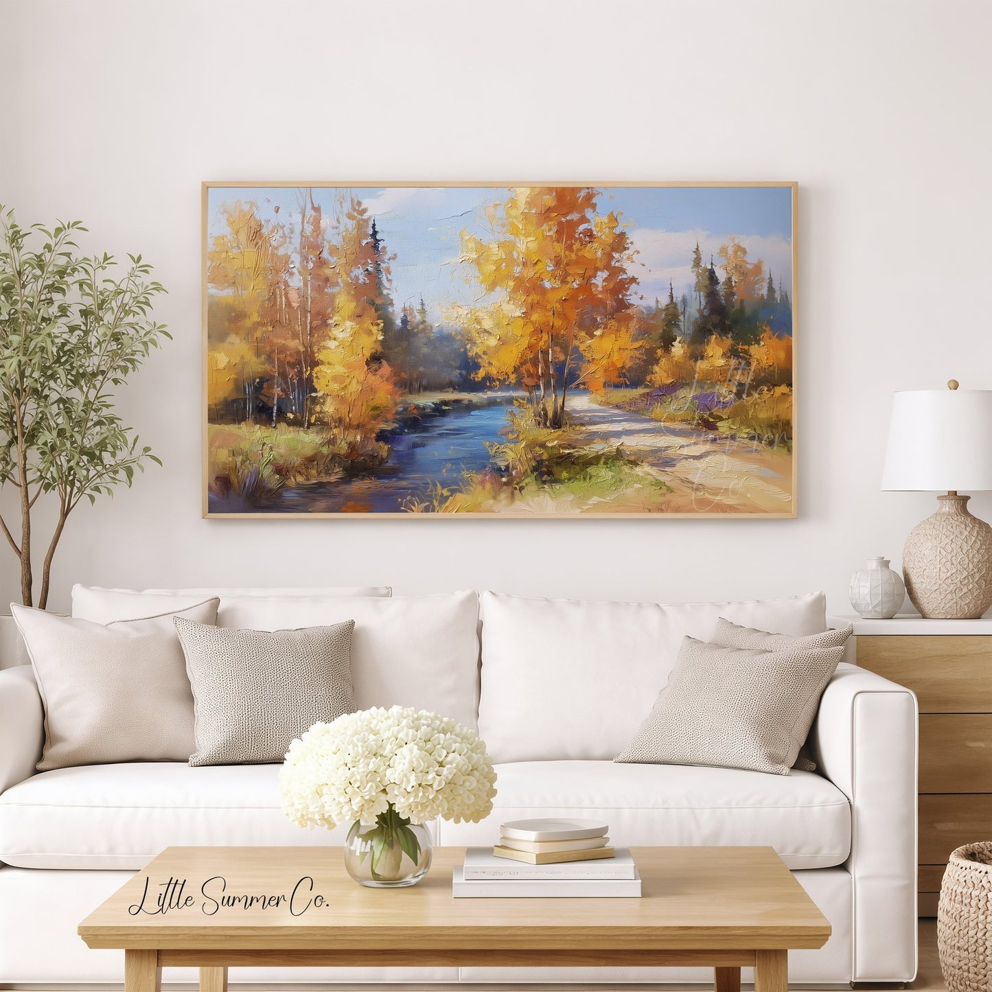 River Path Frame TV Art displayed on a TV