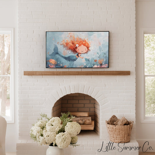 Happy Little Mermaid Frame TV Art displayed on a TV