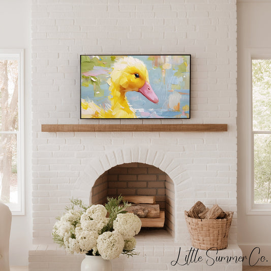 Yellow Duckling Frame TV Art displayed on a TV