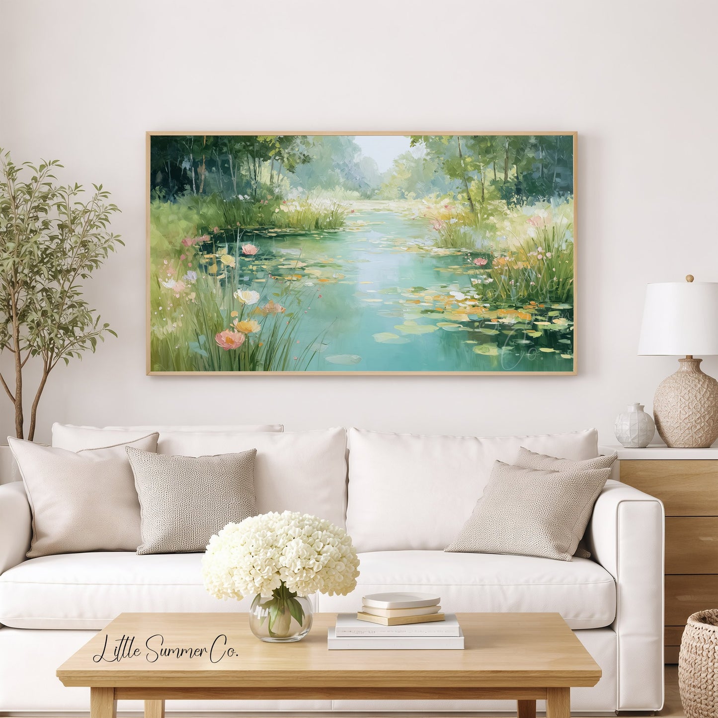 Lily Pond Frame TV Art displayed on a TV