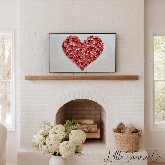 Rose Petal Heart Frame TV Art displayed on a TV
