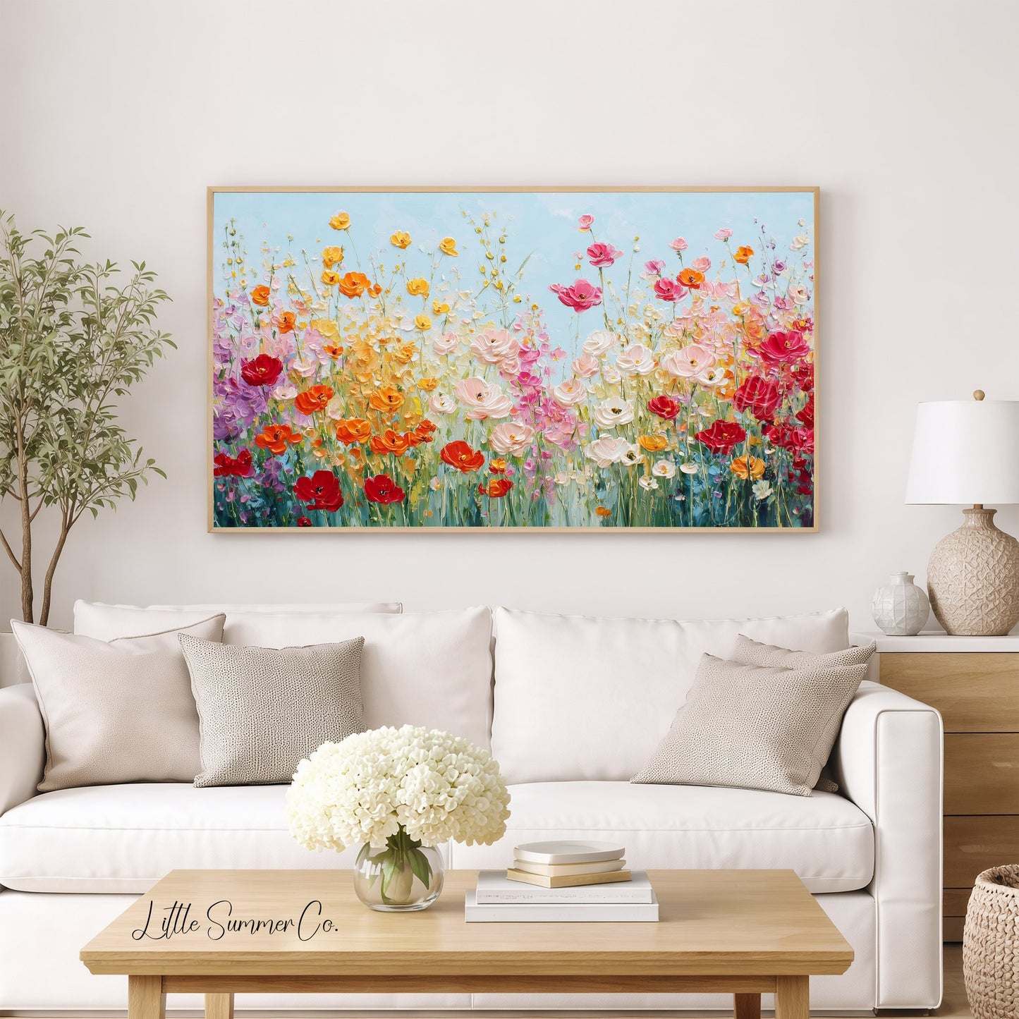 Vibrant Wildflower Meadow Bloom Frame TV Art displayed on a TV