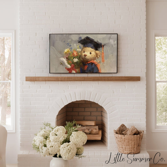 Graduation Bear Frame TV Art displayed on a TV