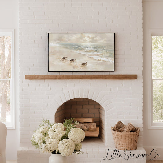Baby Sea Turtles Frame TV Art displayed on a TV