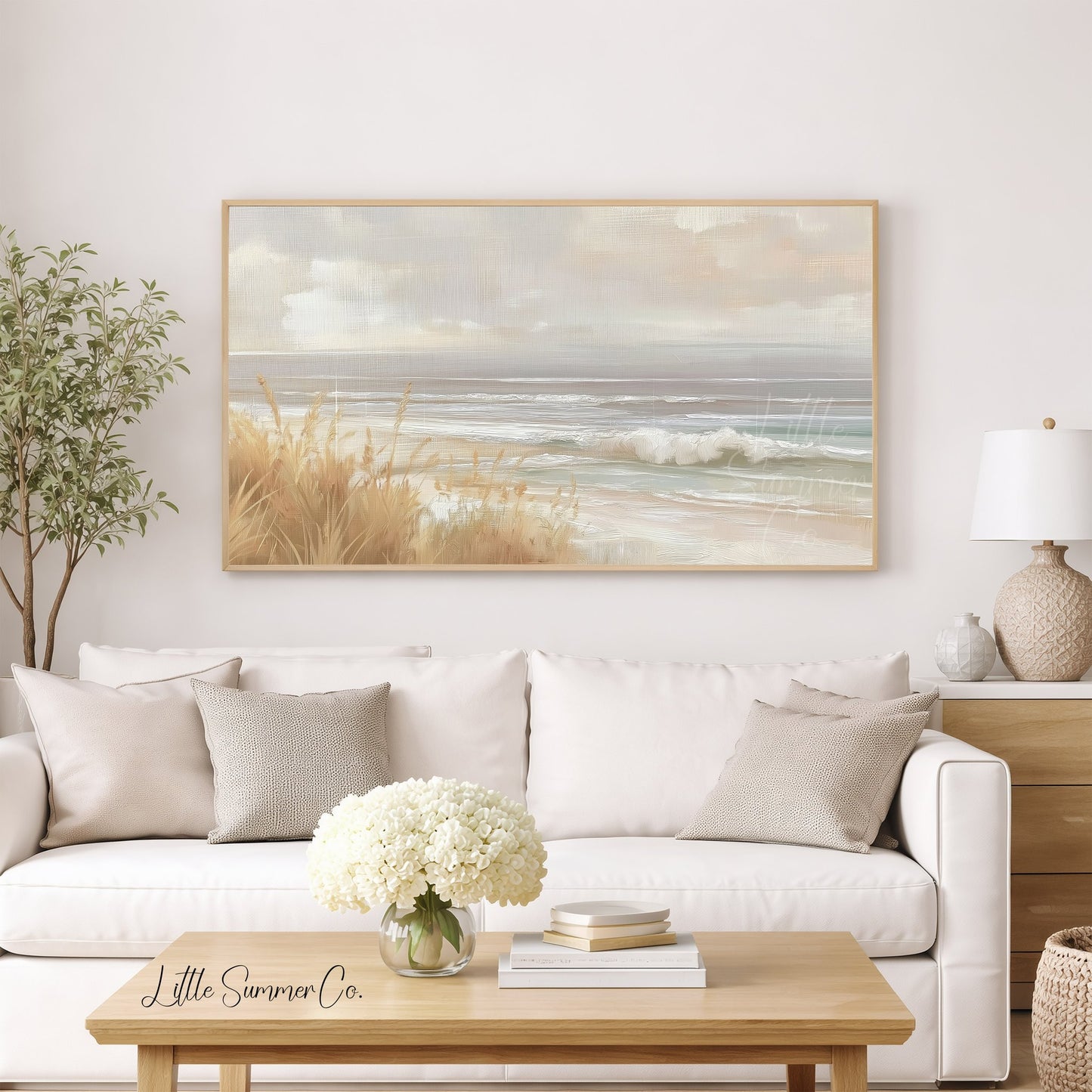Beach Dune Waves Frame TV Art displayed on a TV