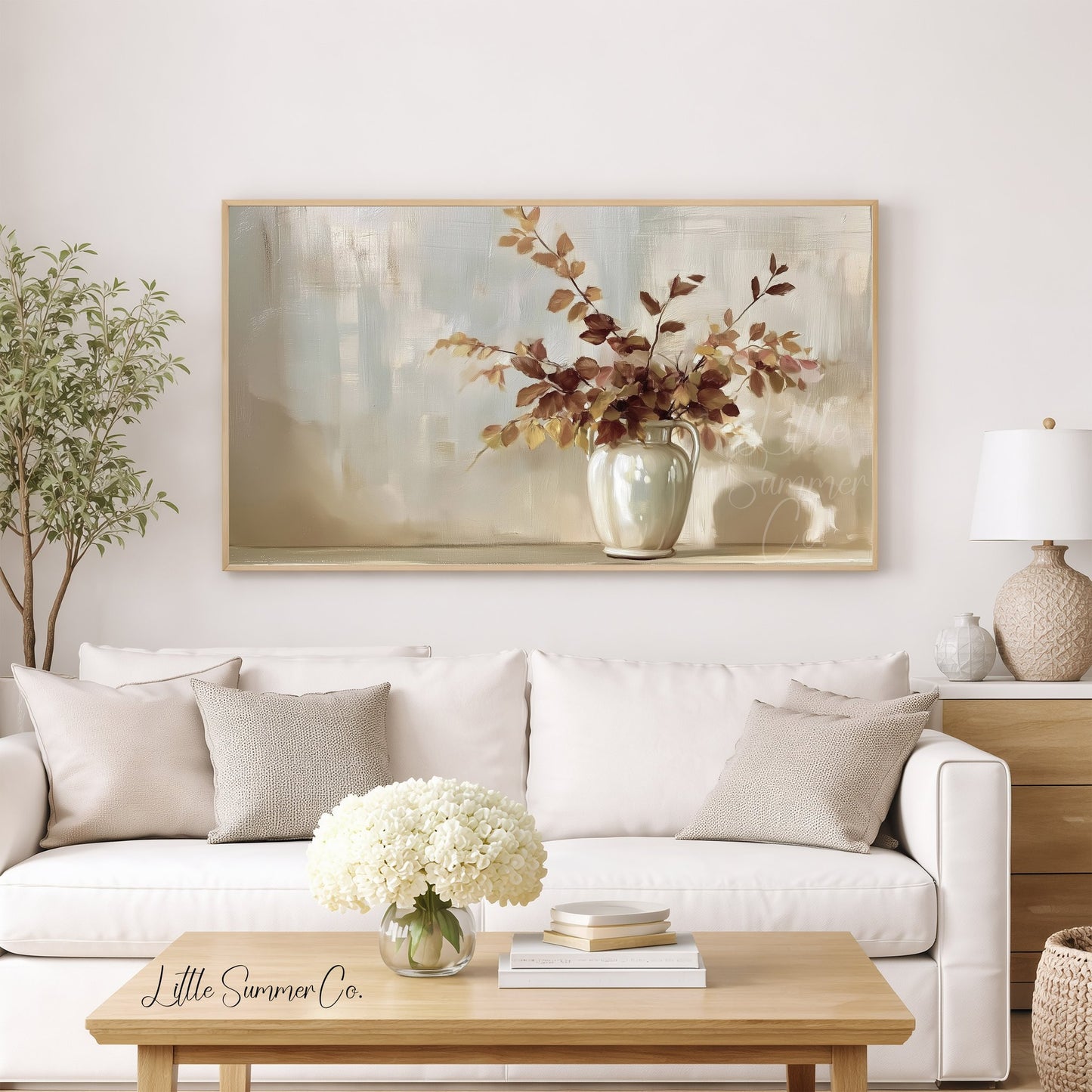 Autumn Branch Vase Frame TV Art displayed on a TV