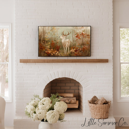 Woodland Deer Frame TV Art displayed on a TV