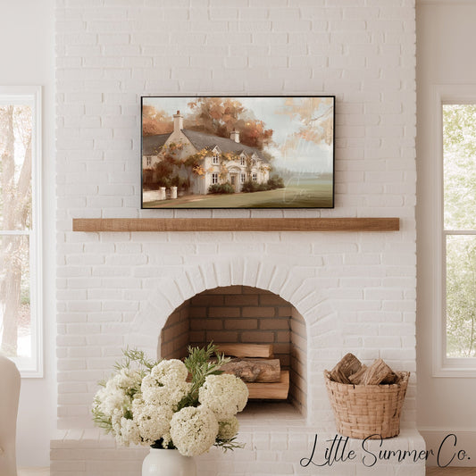 Autumn Country House Frame TV Art displayed on a TV