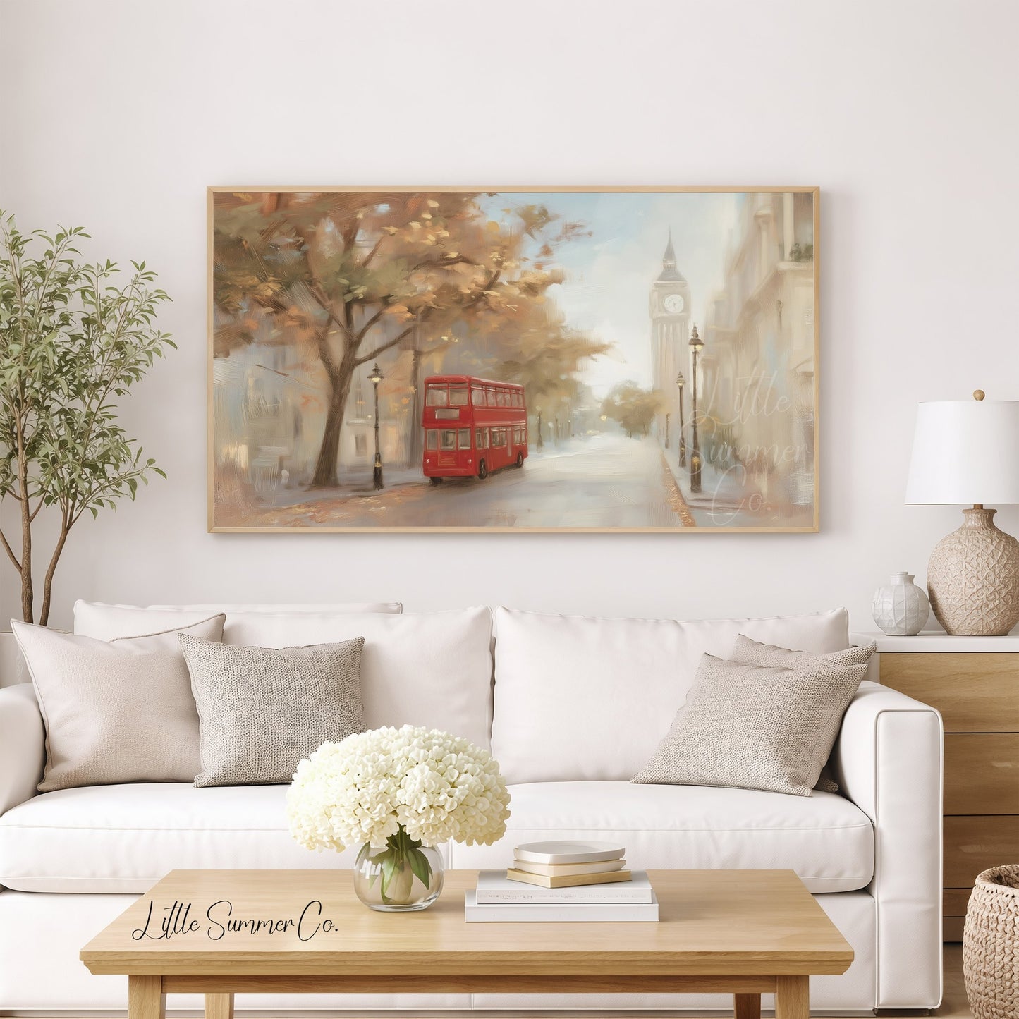 London Bus Big Ben Frame TV Art displayed on a TV